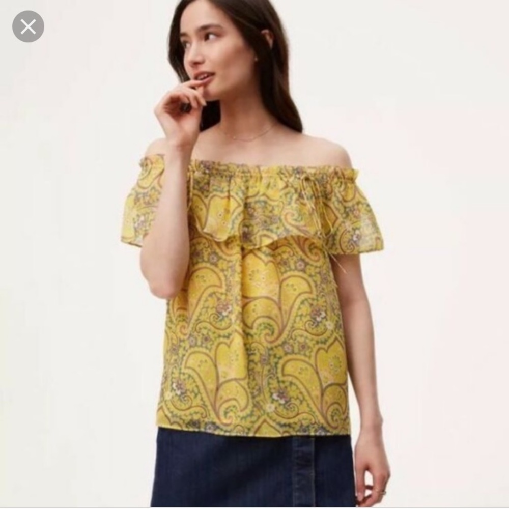 LOFT Sun Garden Off the Shoulder Paisley Blouse